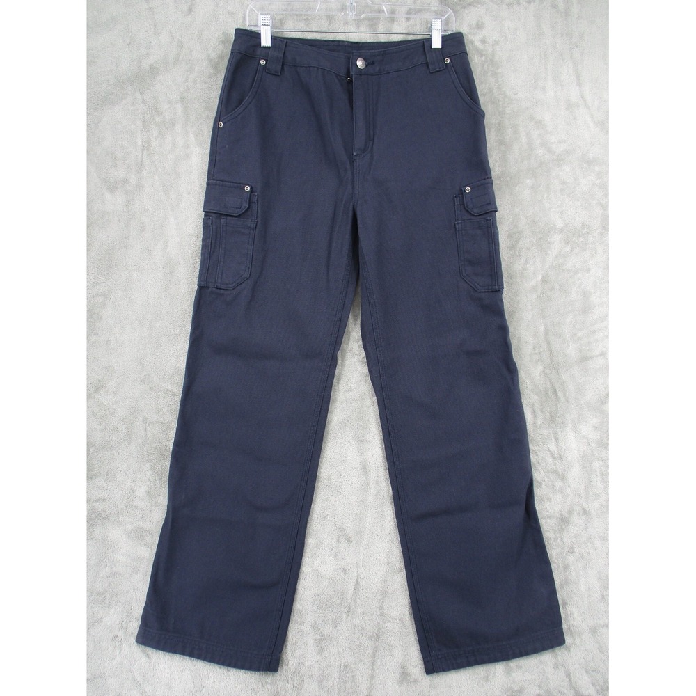 Deluth Pants Womens 8 Wide Leg Cargo Baggy Workwear Canvas Heavy Weight Blue